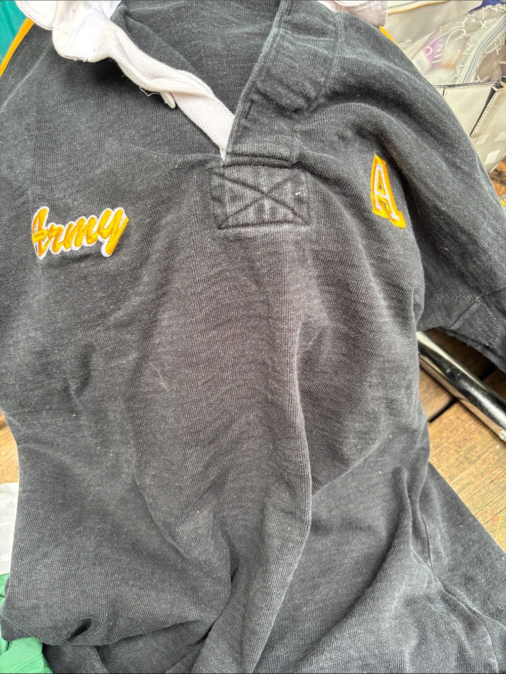 Black Polo Shirt with Yellow Embroidery